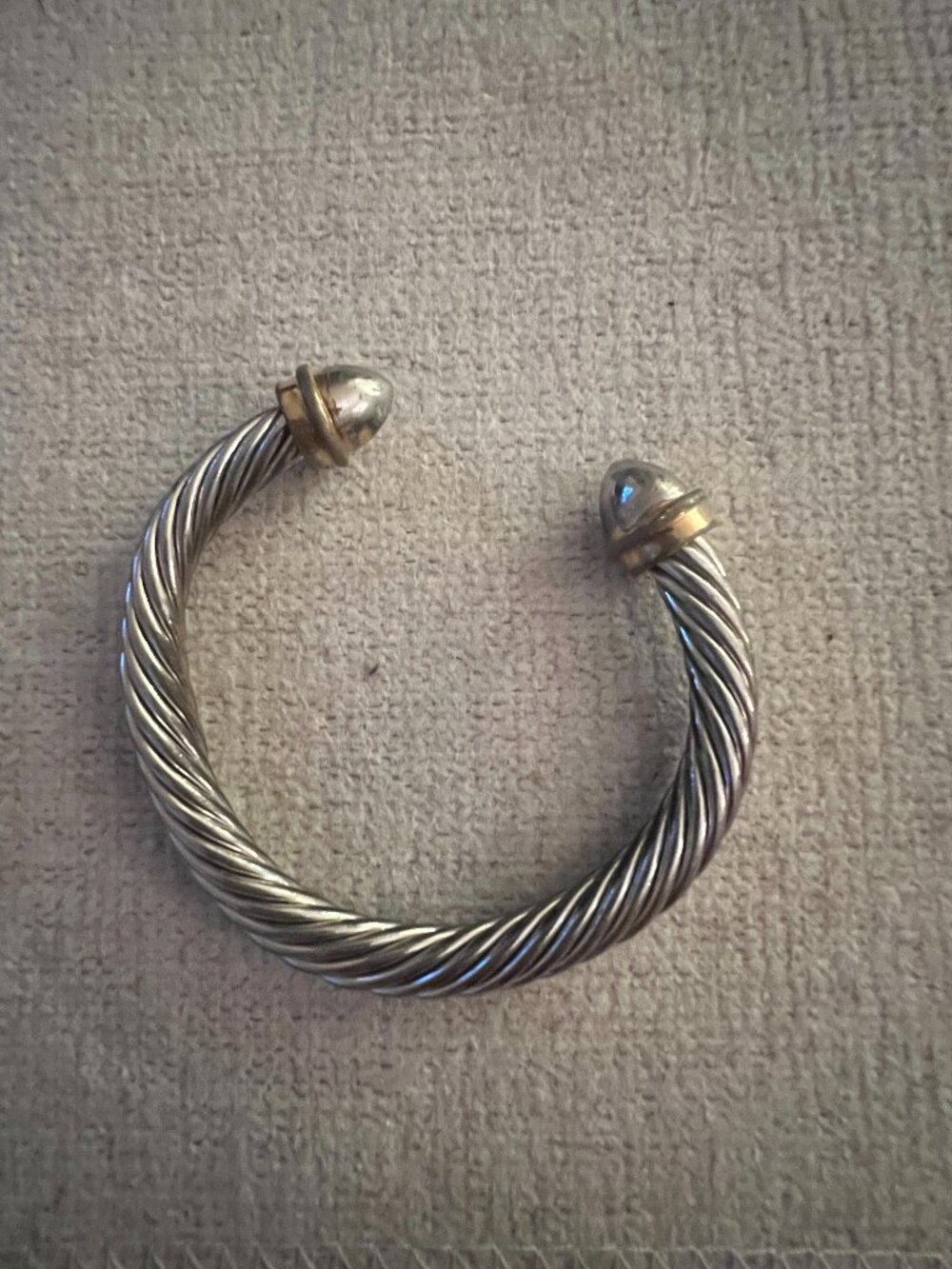 Two-Tone Cable Twist Open Cuff Bracelet Silver & Gold Tone